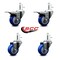 Service Caster 3'' Blue Poly Wheel Swivel 7/16'' Stem Caster Set 2 Total Lock Brake, 4PK SCC-GRTTL20S314-PPUB-BLUE-716138-2S2 - alternate 4